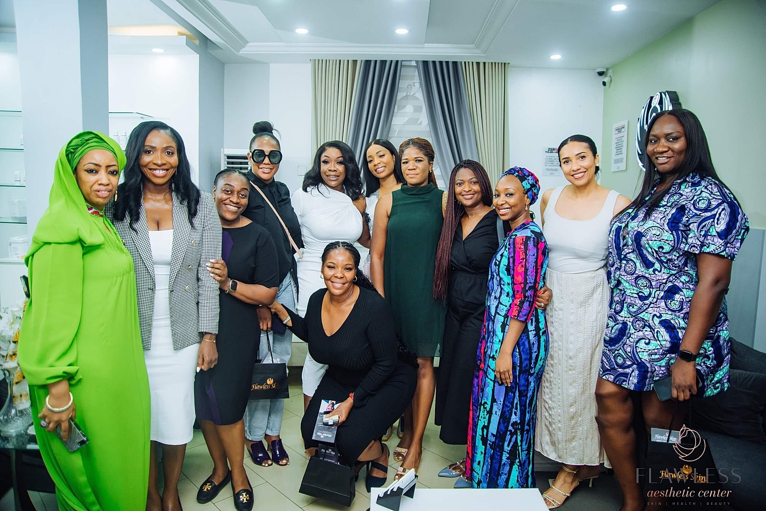 Group photo at a beauty and wellness event.