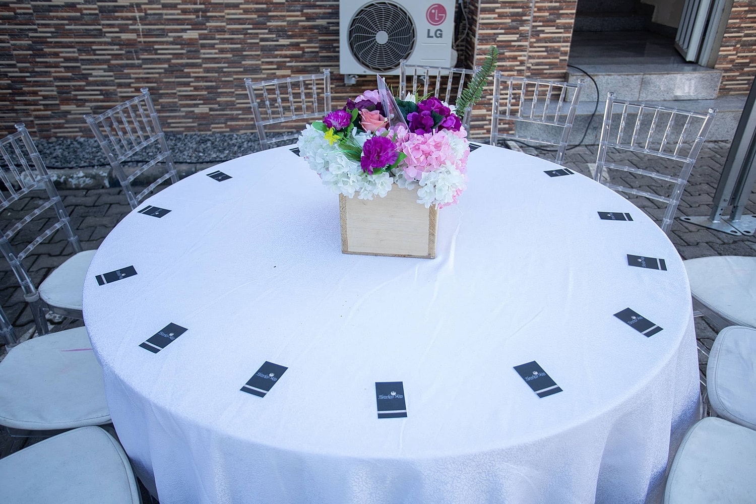 Decorative table with flowers and seating cards