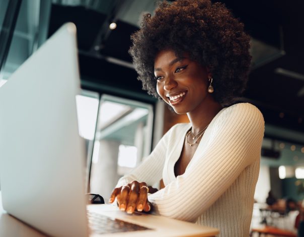 Woman using laptop