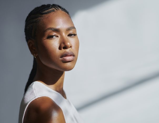 Woman wearing a white top